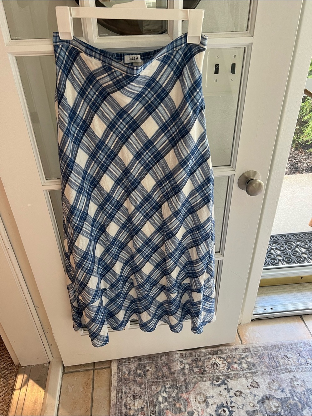 DISSH Blue and White Plaid A-Line Skirt